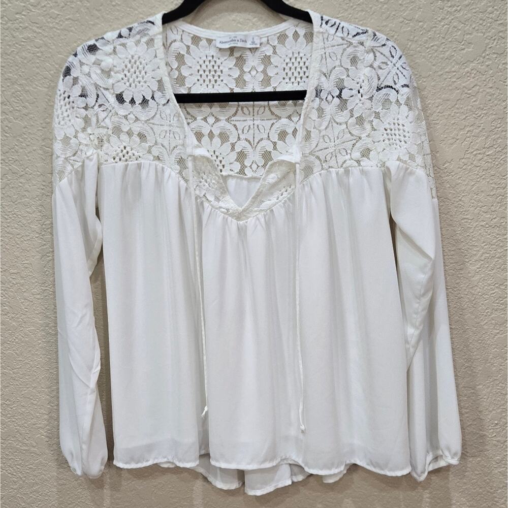 Abercrombie & Fitch Cream Lace Detail Blouse Women Small